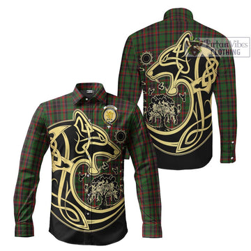 Cumming Hunting Tartan Long Sleeve Button Shirt with Family Crest Celtic Wolf Style