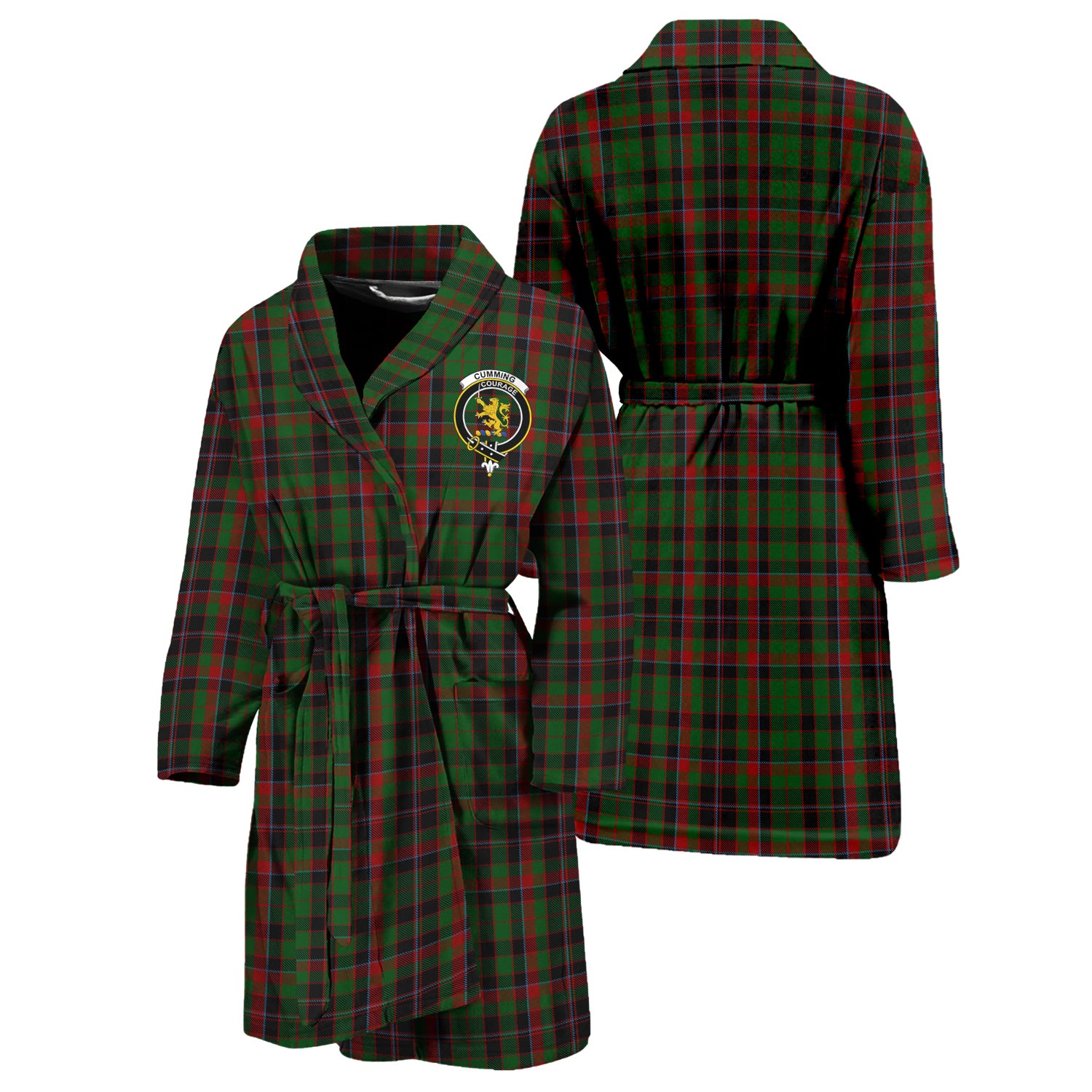 Cumming Hunting Tartan Bathrobe with Family Crest Unisex S - Tartan Vibes Clothing