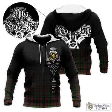 Cumming Hunting Tartan Knitted Hoodie Featuring Alba Gu Brath Family Crest Celtic Inspired