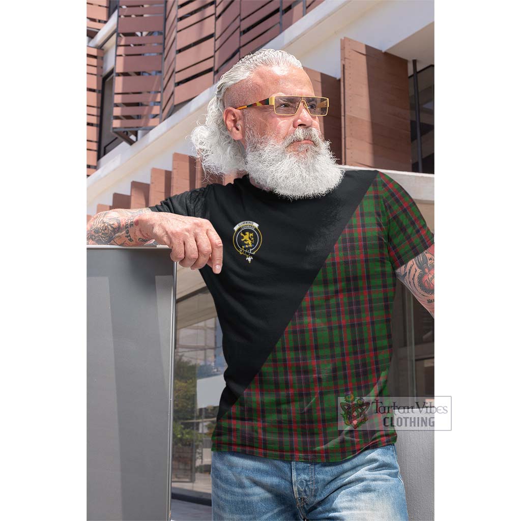 Tartan Vibes Clothing Cumming Hunting Tartan Cotton T-shirt with Family Crest and Military Logo Style