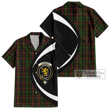 Cumming Hunting Tartan Short Sleeve Button Up with Family Crest Circle Style