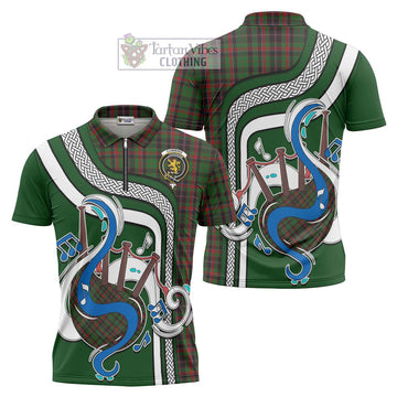 Cumming Hunting Tartan Zipper Polo Shirt with Epic Bagpipe Style