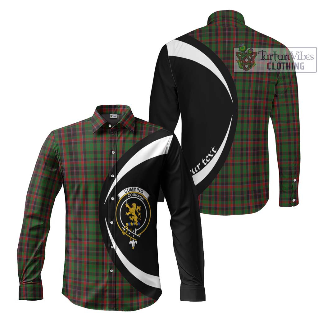 Cumming Hunting Tartan Long Sleeve Button Up with Family Crest Circle Style Men's Shirt S - Tartan Vibes Clothing