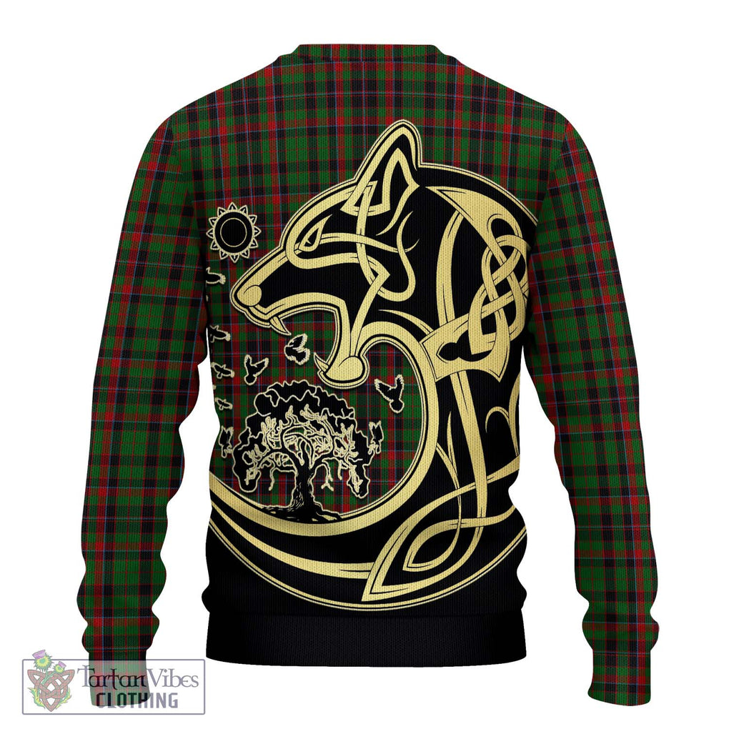 Cumming Hunting Tartan Knitted Sweater with Family Crest Celtic Wolf Style - Tartan Vibes Clothing