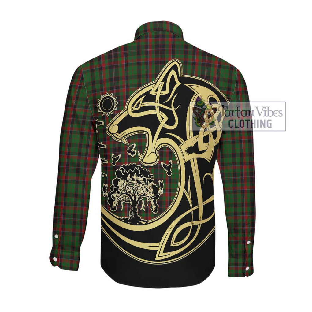 Cumming Hunting Tartan Long Sleeve Button Shirt with Family Crest Celtic Wolf Style Men's Shirt - Tartan Vibes Clothing