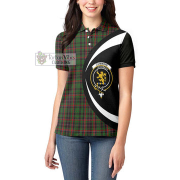 Cumming Hunting Tartan Women's Polo Shirt with Family Crest Circle Style