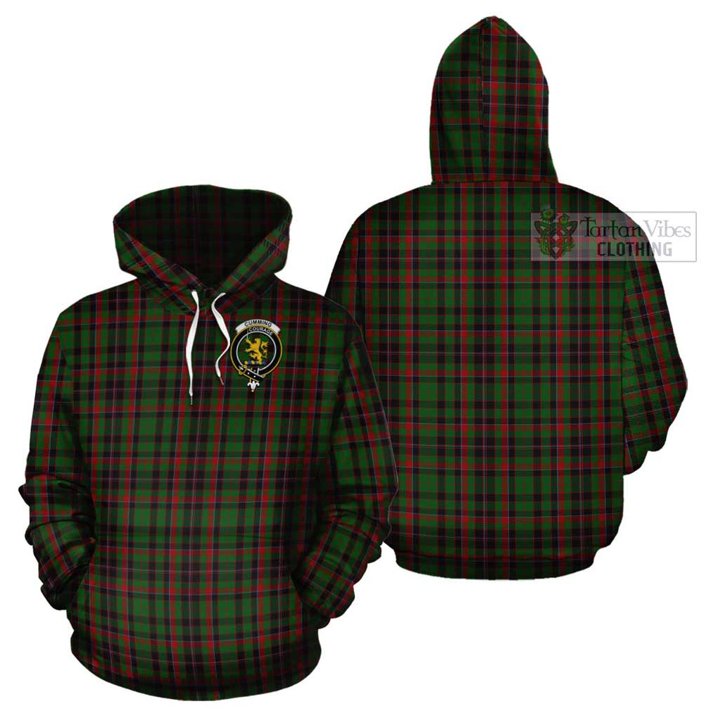 Cumming Hunting Tartan Cotton Hoodie with Family Crest Pullover Hoodie - Tartan Vibes Clothing