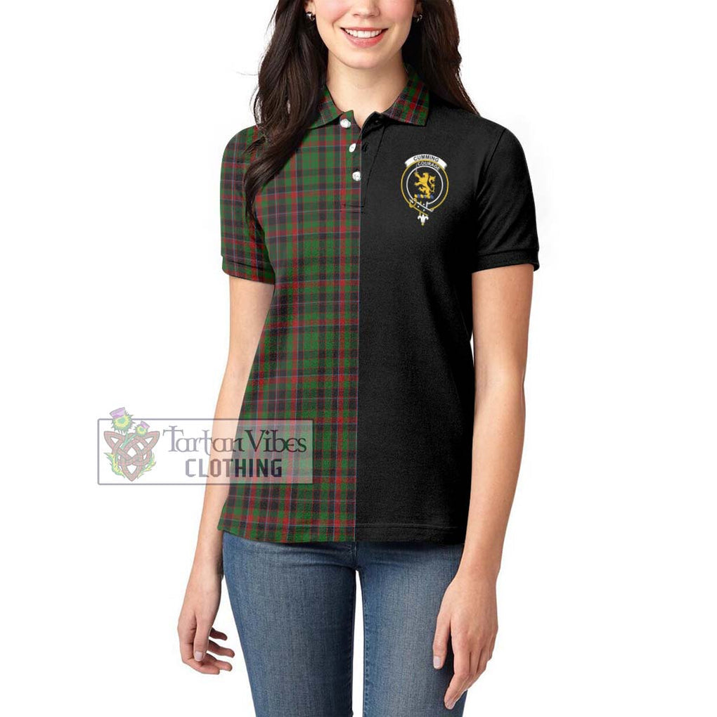 Cumming Hunting Tartan Women's Polo Shirt with Family Crest and Half Of Me Style - Tartanvibesclothing Shop