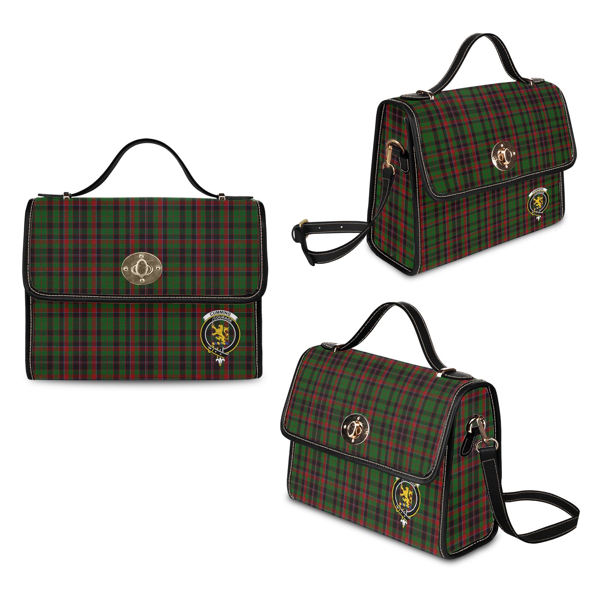 cumming-hunting-tartan-leather-strap-waterproof-canvas-bag-with-family-crest