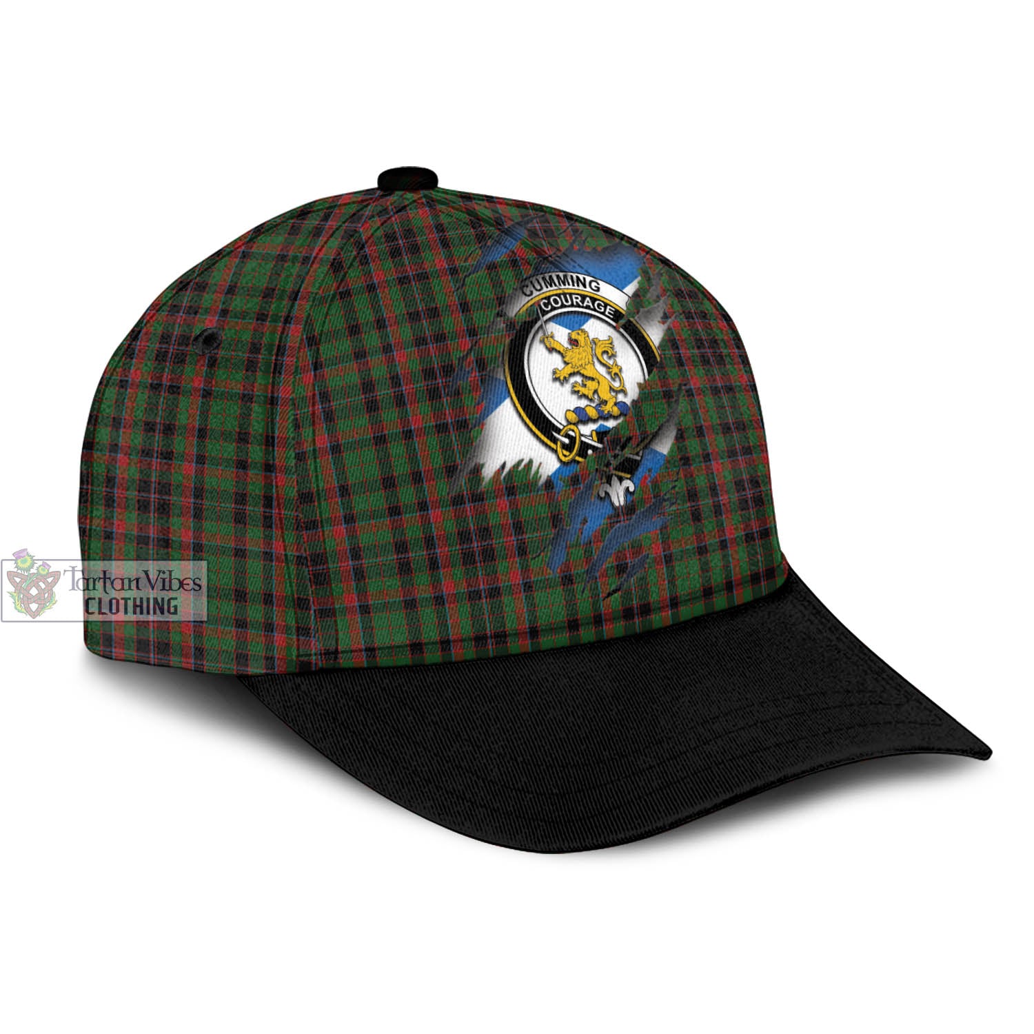 Tartan Vibes Clothing Cumming Hunting Tartan Classic Cap with Family Crest In Me Style