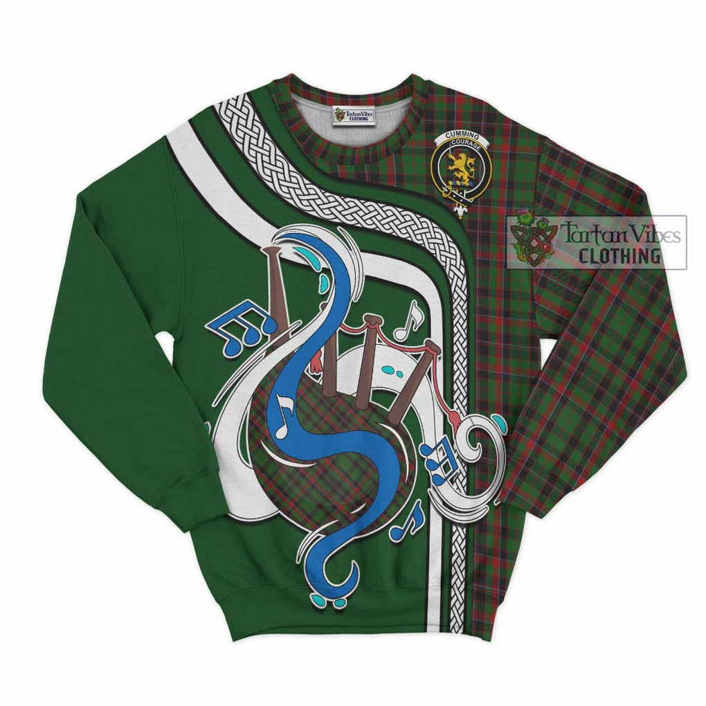 Cumming Hunting Tartan Sweatshirt with Epic Bagpipe Style - Tartanvibesclothing Shop