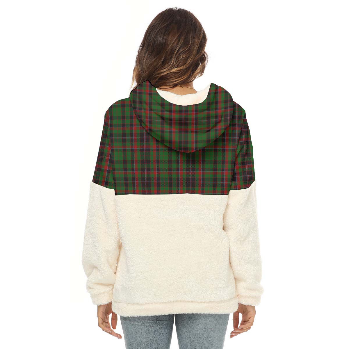 Cumming Hunting Tartan Women's Borg Fleece Hoodie With Half Zip with Family Crest - Tartan Vibes Clothing