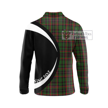 Cumming Hunting Tartan Long Sleeve Polo Shirt with Family Crest Circle Style