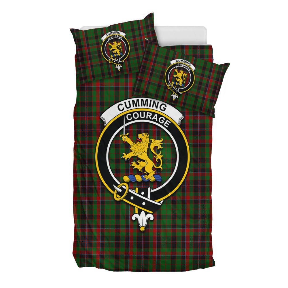 Cumming Hunting Tartan Bedding Set with Family Crest - Tartan Vibes Clothing