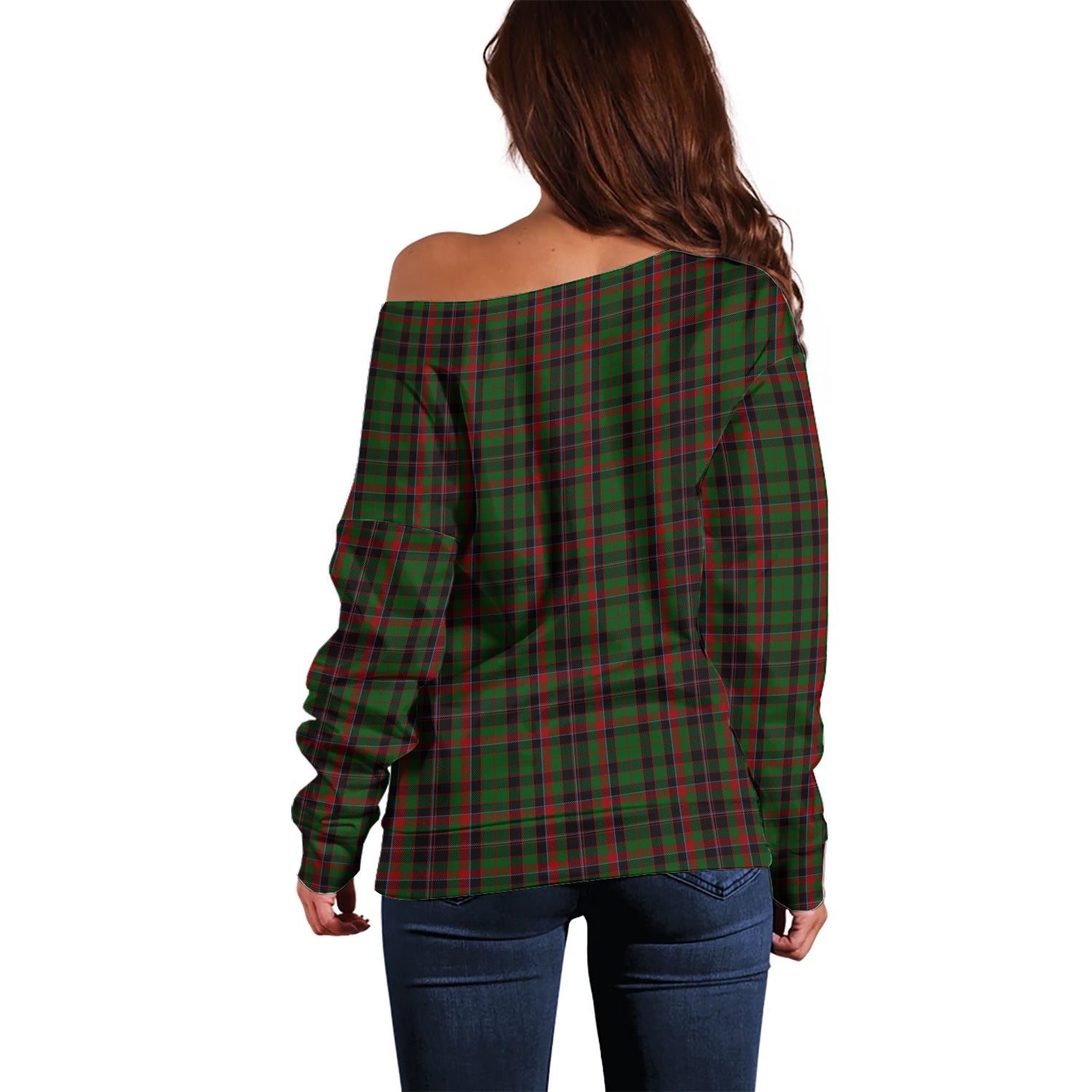 Cumming Hunting Tartan Off Shoulder Women Sweater - Tartanvibesclothing