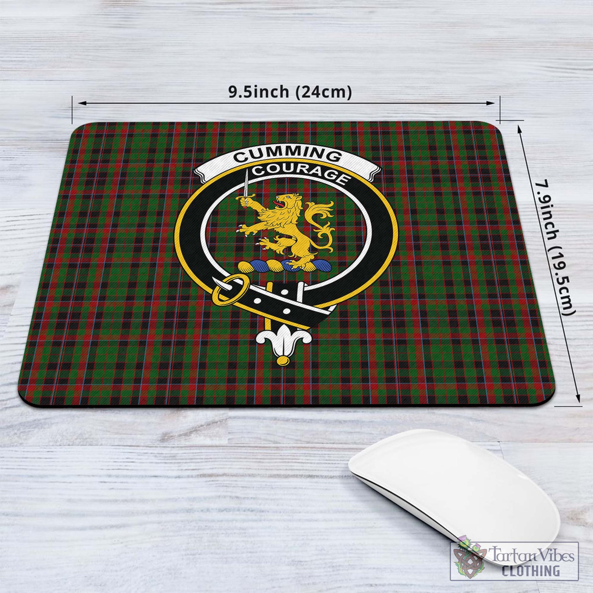 Tartan Vibes Clothing Cumming Hunting Tartan Mouse Pad with Family Crest