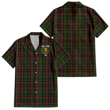 Cumming Hunting Tartan Short Sleeve Button Down Shirt with Family Crest