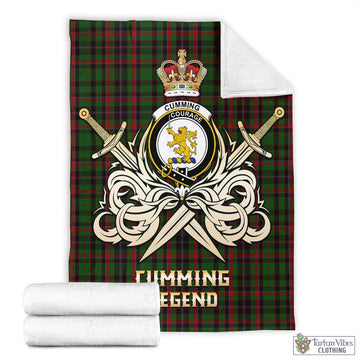 Cumming Hunting Tartan Blanket with Clan Crest and the Golden Sword of Courageous Legacy