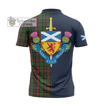 Cumming Hunting Tartan Zipper Polo Shirt Alba with Scottish Lion Royal Arm Half Style