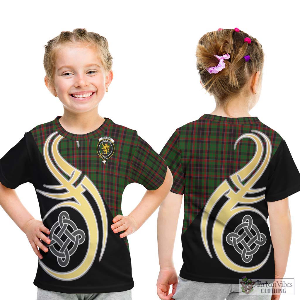 Cumming Hunting Tartan Kid T-Shirt with Family Crest and Celtic Symbol Style - Tartan Vibes Clothing