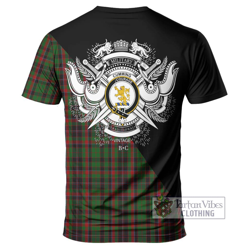 Cumming Hunting Tartan T-Shirt with Family Crest and Military Logo Style - Tartanvibesclothing Shop