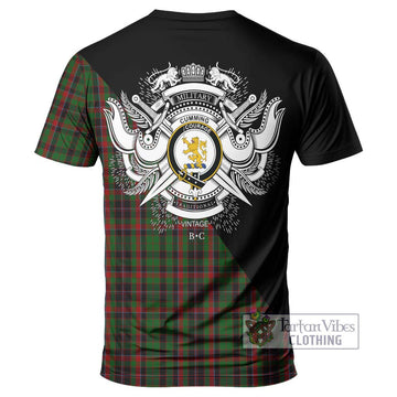 Cumming Hunting Tartan T-Shirt with Family Crest and Military Logo Style