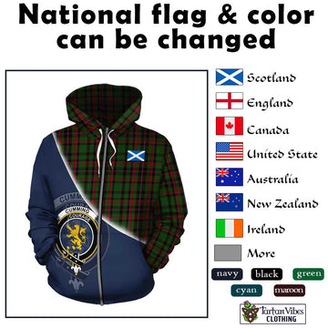 Cumming Hunting Tartan Hoodie with Personalised National Flag and Family Crest Half Style