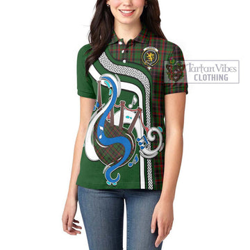 Cumming Hunting Tartan Women's Polo Shirt with Epic Bagpipe Style