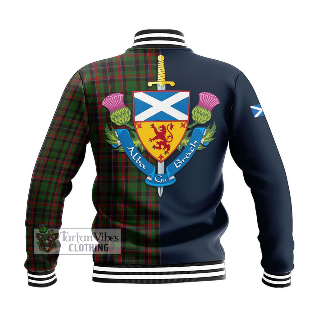 Tartan Vibes Clothing Cumming Hunting Tartan Baseball Jacket with Scottish Lion Royal Arm Half Style