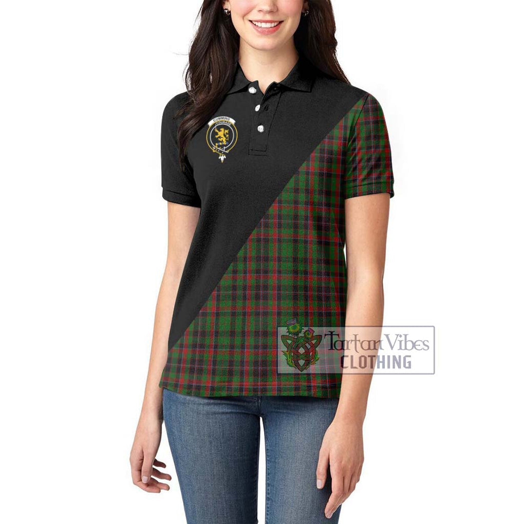 Cumming Hunting Tartan Women's Polo Shirt with Family Crest and Military Logo Style - Tartanvibesclothing Shop