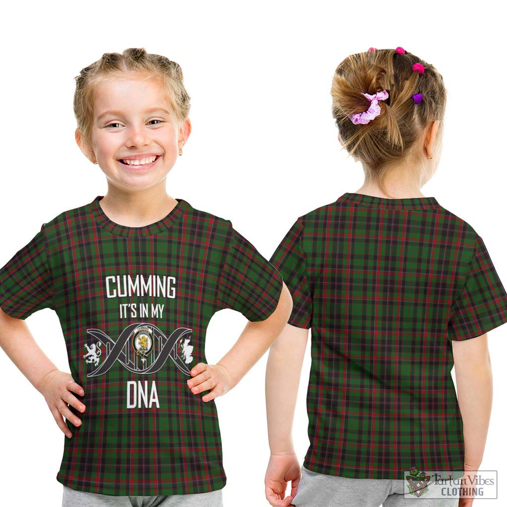 Cumming Hunting Tartan Kid T-Shirt with Family Crest DNA In Me Style - Tartanvibesclothing Shop