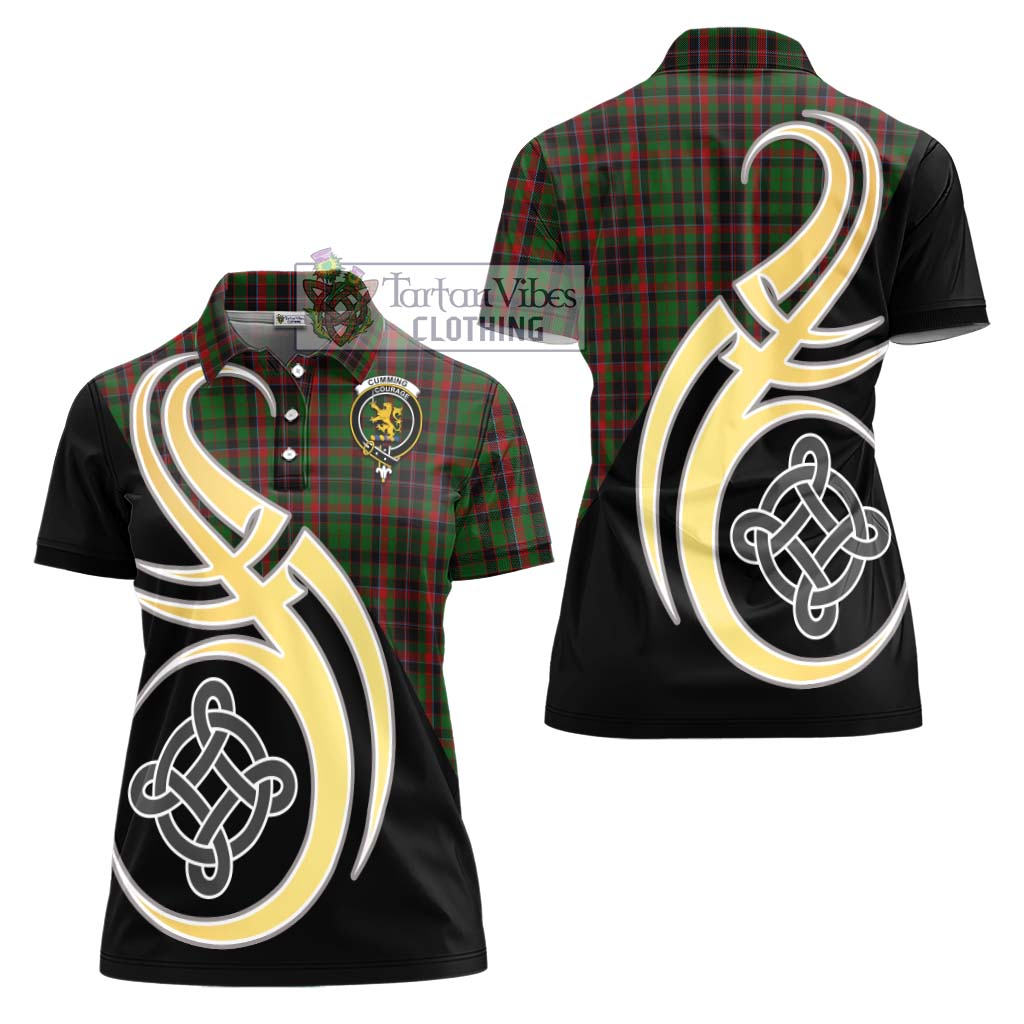 Cumming Hunting Tartan Women's Polo Shirt with Family Crest and Celtic Symbol Style - Tartan Vibes Clothing