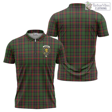 Cumming Hunting Tartan Zipper Polo Shirt with Family Crest