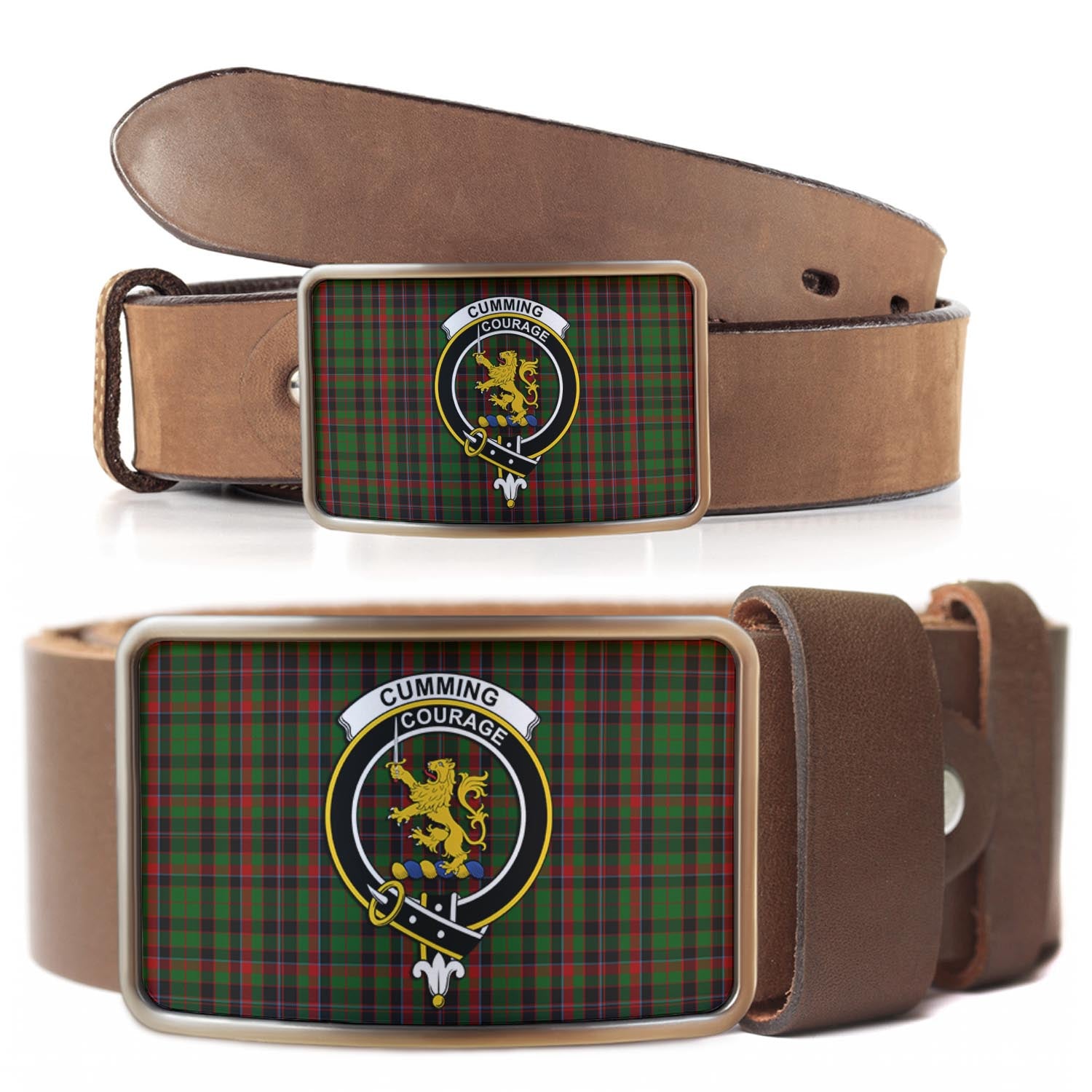 Cumming Hunting Tartan Belt Buckles with Family Crest - Tartan Vibes Clothing