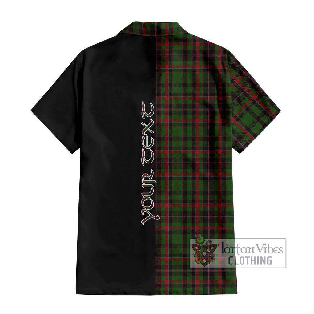 Cumming Hunting Tartan Short Sleeve Button Shirt with Family Crest and Half Of Me Style - Tartanvibesclothing Shop