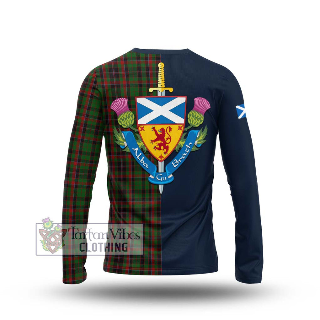 Tartan Vibes Clothing Cumming Hunting Tartan Long Sleeve T-Shirt with Scottish Lion Royal Arm Half Style