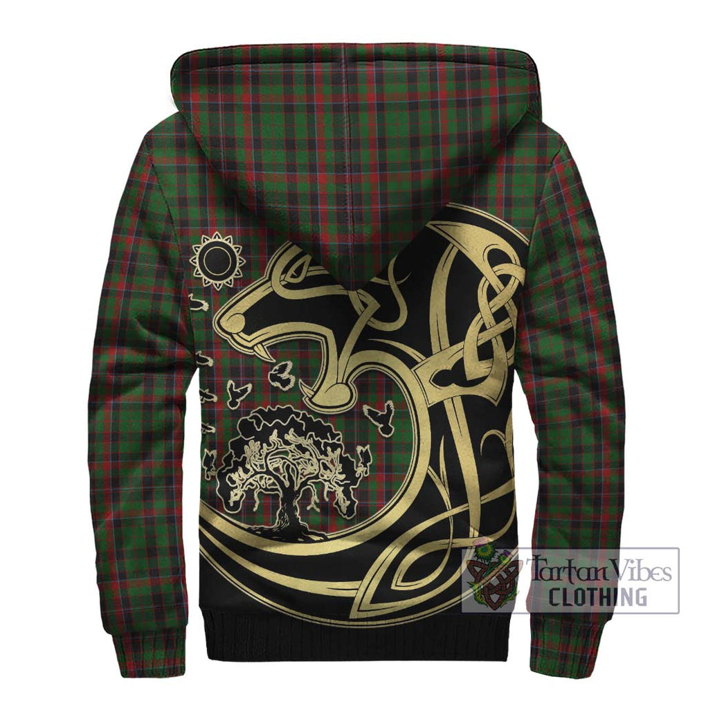 Cumming Hunting Tartan Sherpa Hoodie with Family Crest Celtic Wolf Style - Tartan Vibes Clothing