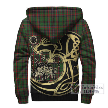 Cumming Hunting Tartan Sherpa Hoodie with Family Crest Celtic Wolf Style