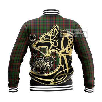 Cumming Hunting Tartan Baseball Jacket with Family Crest Celtic Wolf Style