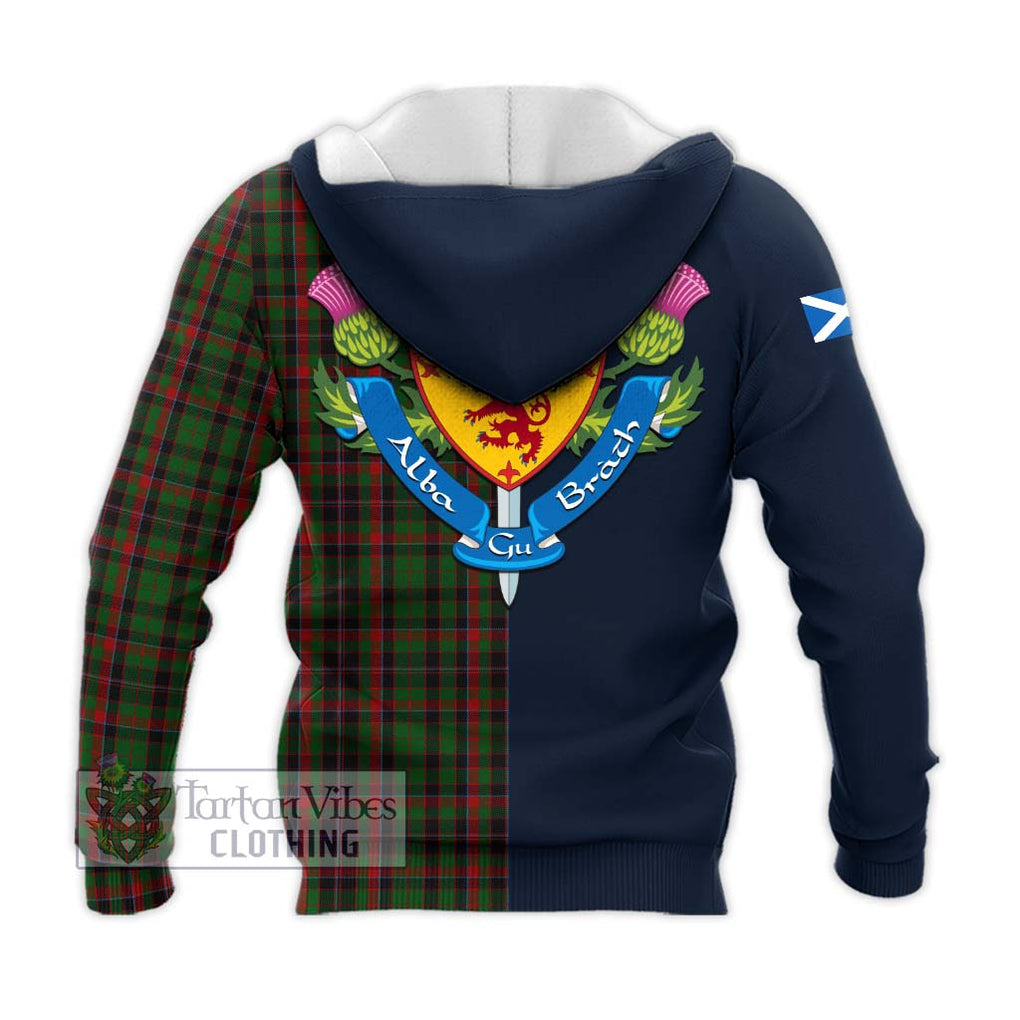 Tartan Vibes Clothing Cumming Hunting Tartan Knitted Hoodie with Scottish Lion Royal Arm Half Style