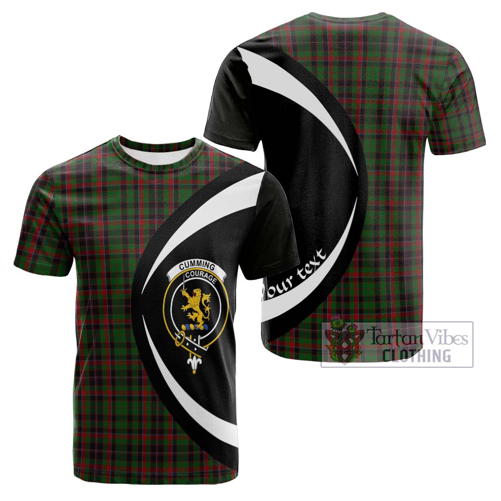 Tartan Vibes Clothing Cumming Hunting Tartan Cotton T-shirt with Family Crest Circle Style