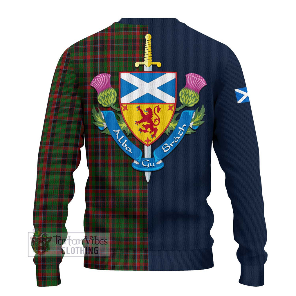 Tartan Vibes Clothing Cumming Hunting Tartan Knitted Sweater with Scottish Lion Royal Arm Half Style