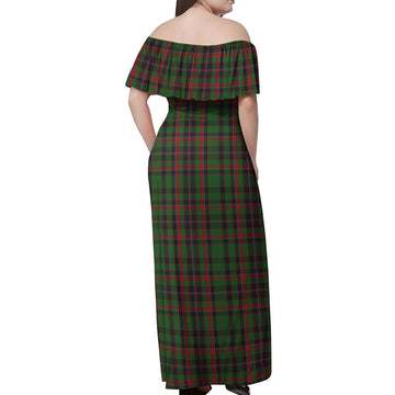 Cumming Hunting Tartan Off Shoulder Long Dress