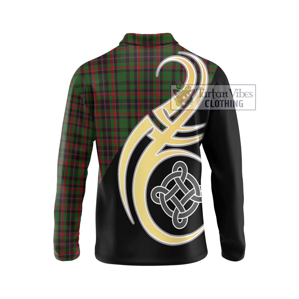 Cumming Hunting Tartan Long Sleeve Polo Shirt with Family Crest and Celtic Symbol Style - Tartan Vibes Clothing