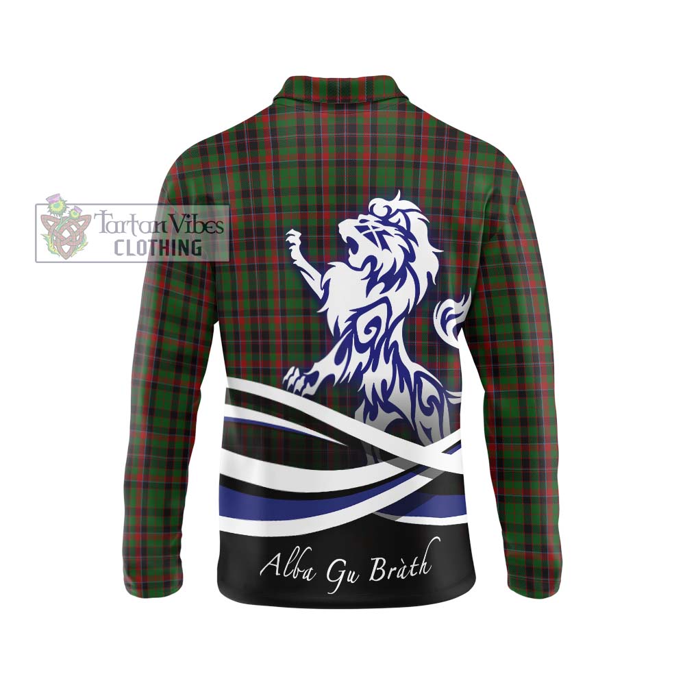 Cumming Hunting Tartan Long Sleeve Polo Shirt with Alba Gu Brath Regal Lion Emblem - Tartanvibesclothing Shop