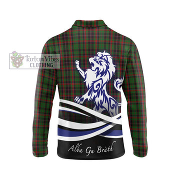 Cumming Hunting Tartan Long Sleeve Polo Shirt with Alba Gu Brath Regal Lion Emblem