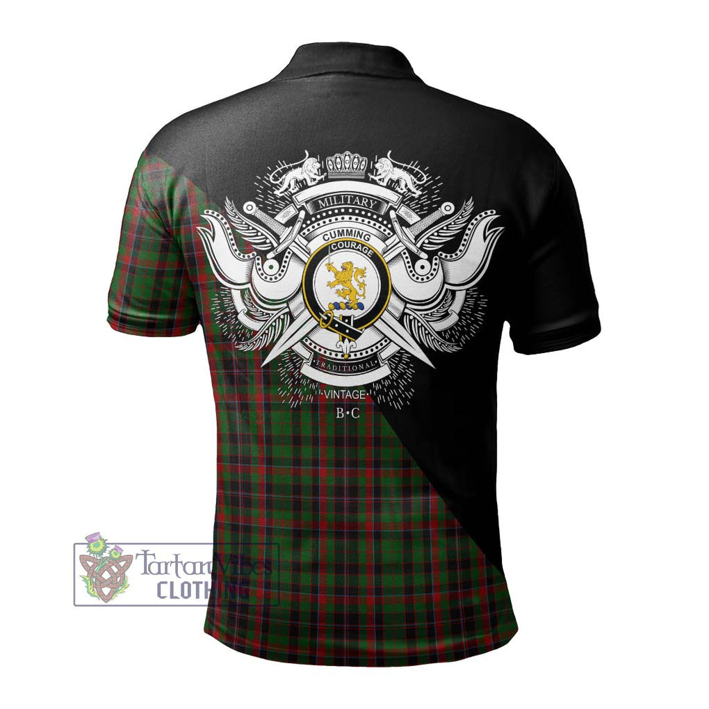 Cumming Hunting Tartan Polo Shirt with Family Crest and Military Logo Style - Tartanvibesclothing Shop