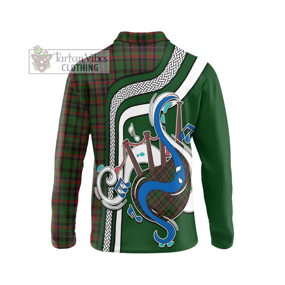 Tartan Vibes Clothing Cumming Hunting Tartan Long Sleeve Polo Shirt with Epic Bagpipe Style