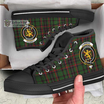 Cumming Hunting Tartan High Top Shoes with Family Crest