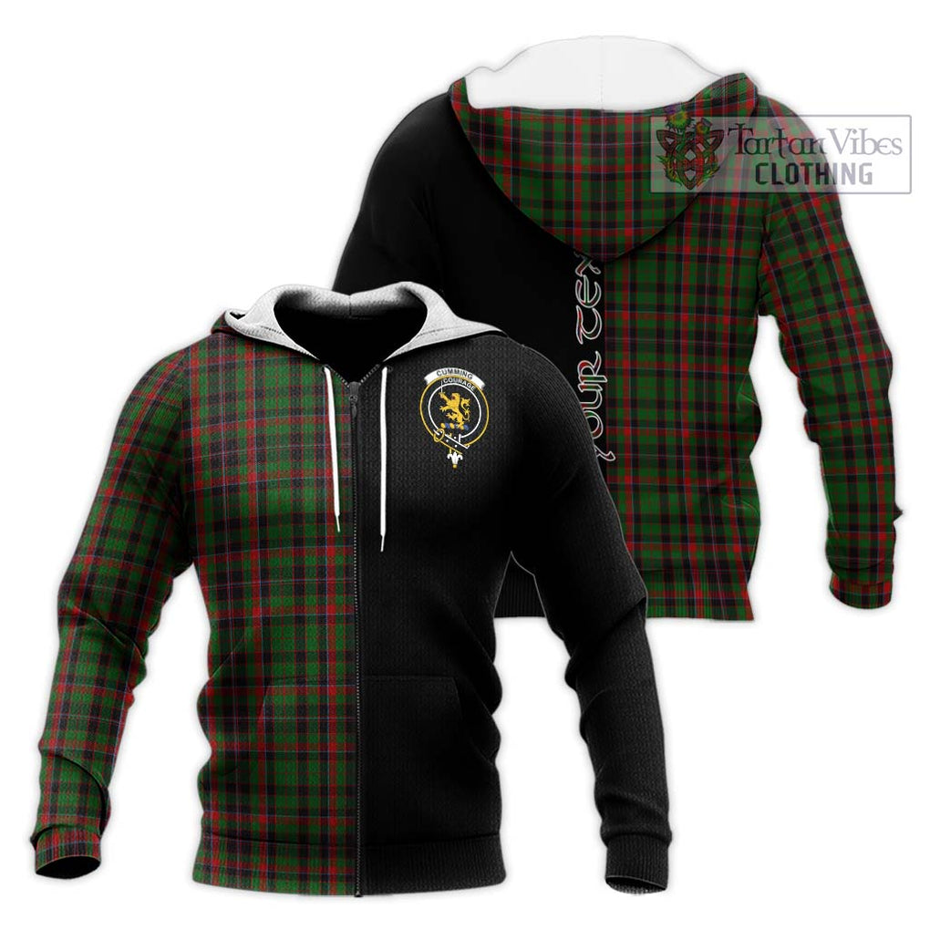 Cumming Hunting Tartan Knitted Hoodie with Family Crest and Half Of Me Style Unisex Knitted Zip Hoodie - Tartanvibesclothing Shop